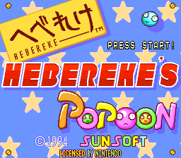 Hebereke's Popoon (Europe) Title Screen